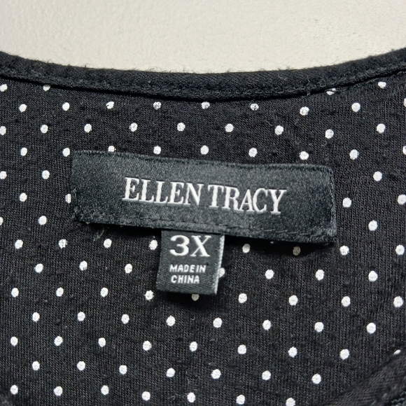 Ellen Tracy Tunic Top Women Plus Size 3X Black White Dots Stretch Relaxed Casual - Picture 7 of 7